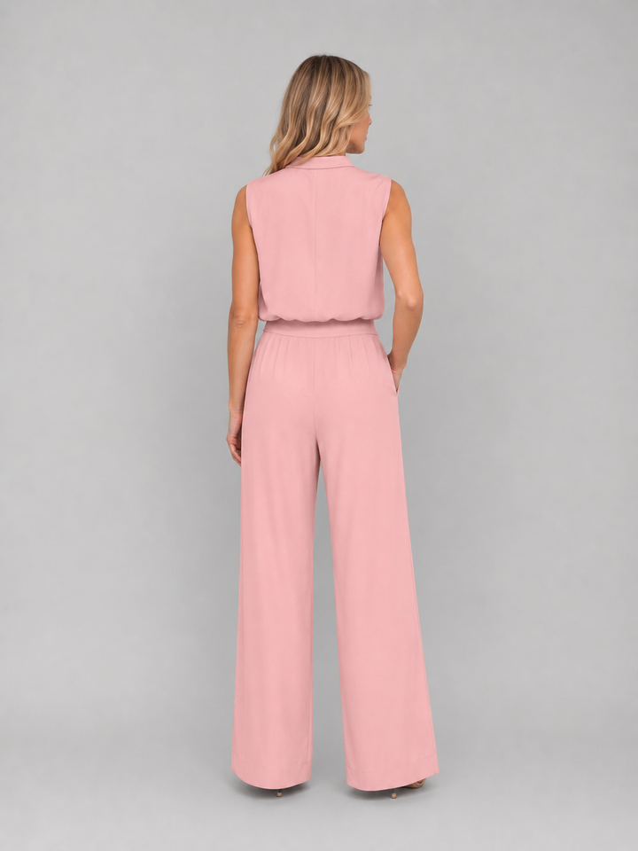 Women’s Two-Piece Sleeveless Co-Ord Set Wide Leg Trousers 1