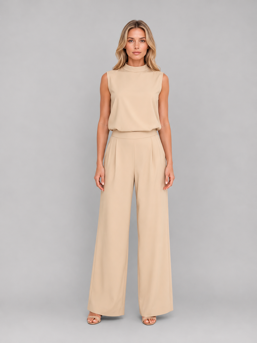 Women’s Two-Piece Sleeveless Co-Ord Set Wide Leg Trousers 3