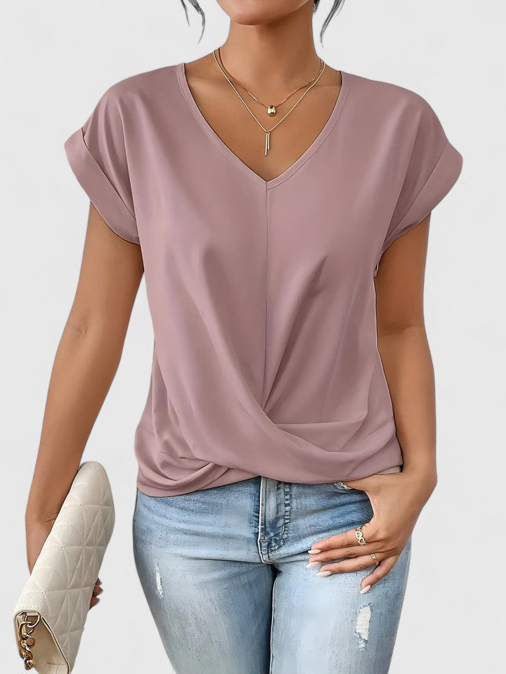 Women’s V-Neck Top Chic Twist Design for Everyday Elegance 0