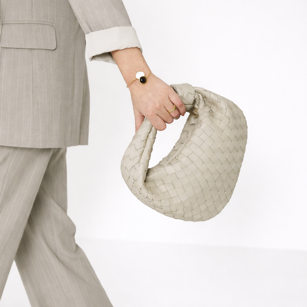 Women’s Vegan Leather Tote Bag with Woven Knot Handle Design 3