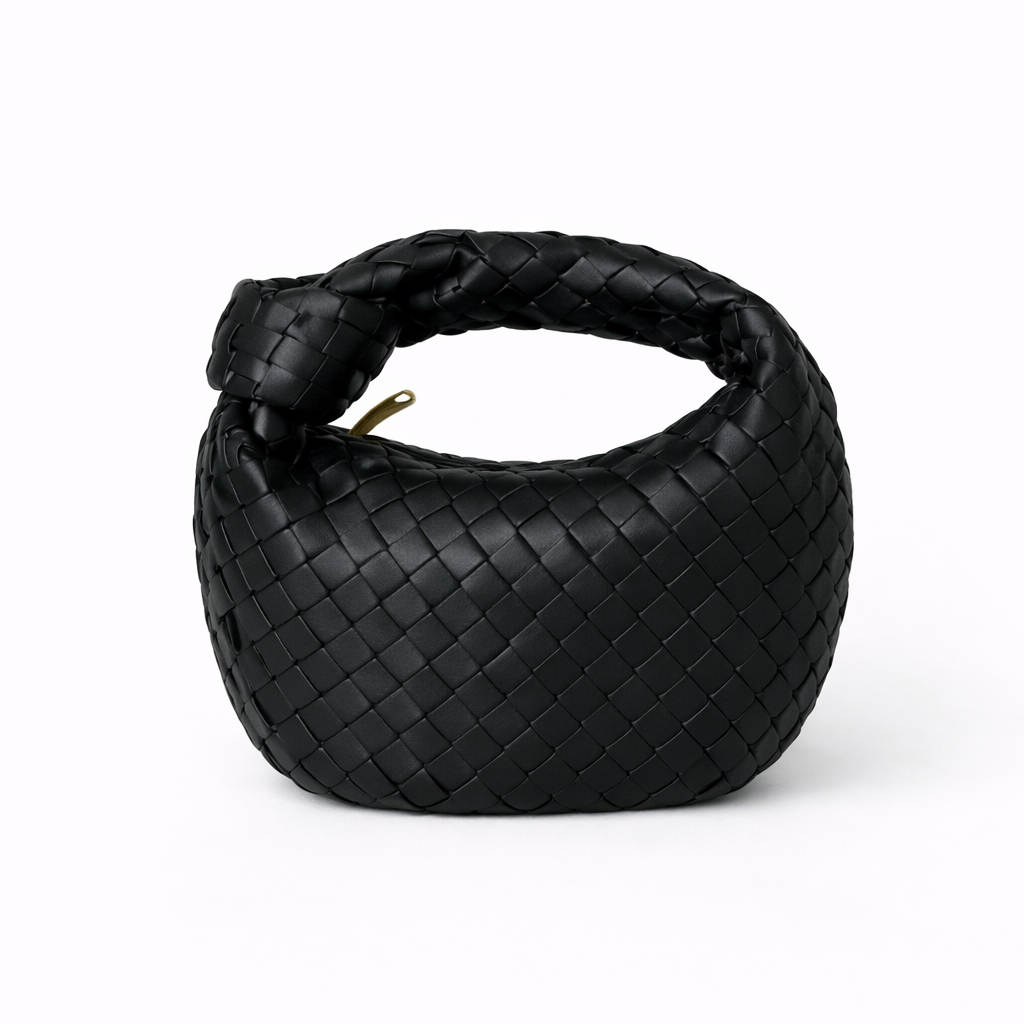 Women’s Vegan Leather Tote Bag with Woven Knot Handle Design 4