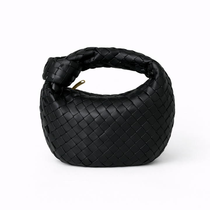 Women’s Vegan Leather Tote Bag with Woven Knot Handle Design 4