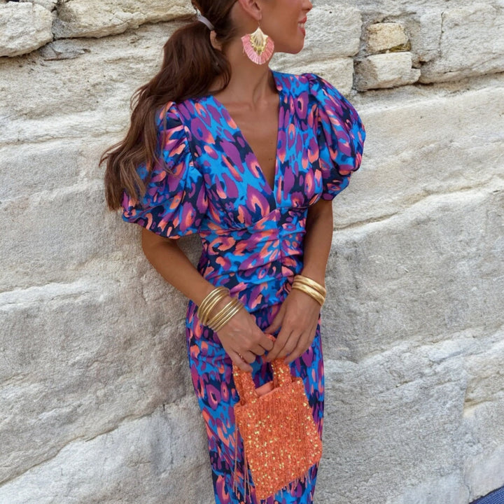 Women’s Vibrant Fiesta Dress Elegant Flattering Summer Style 1