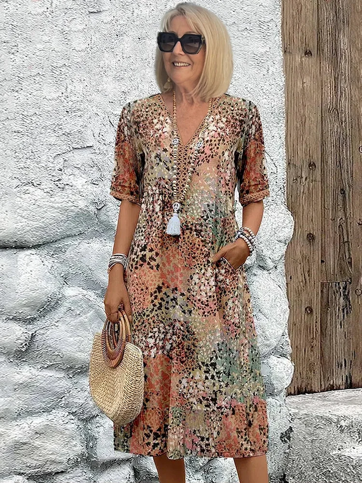 Women’s Vibrant Midi Dress Flowy Design with Pockets 4