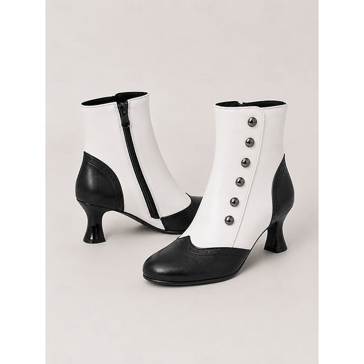 Women’s Vintage Ankle Boots Button Detail and Two-Tone Finish 2