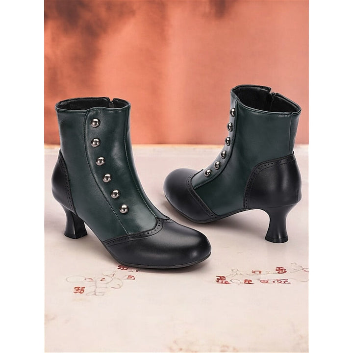 Women’s Vintage Ankle Boots Button Detail and Two-Tone Finish 5