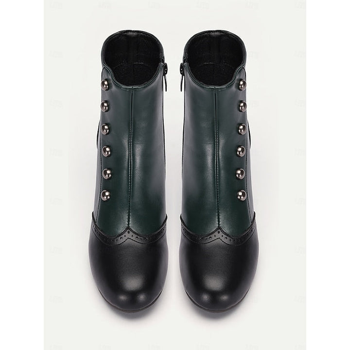 Women’s Vintage Ankle Boots Button Detail and Two-Tone Finish 7