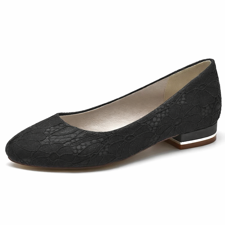 Women’s White Lace Bridal Flats Comfortable Round Toe Design 5
