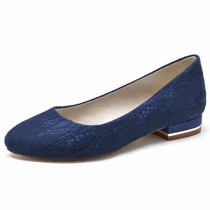 Women’s White Lace Bridal Flats Comfortable Round Toe Design 7