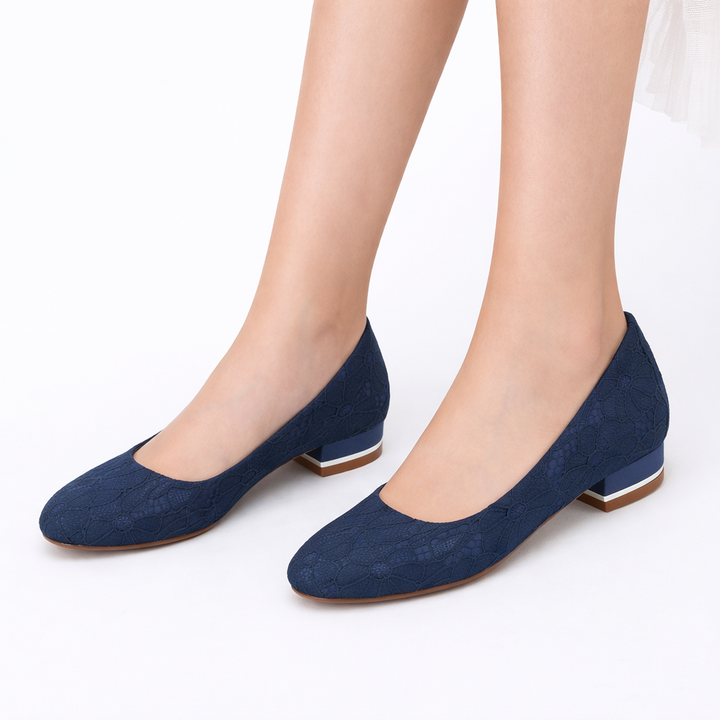 Women’s White Lace Bridal Flats Comfortable Round Toe Design 8