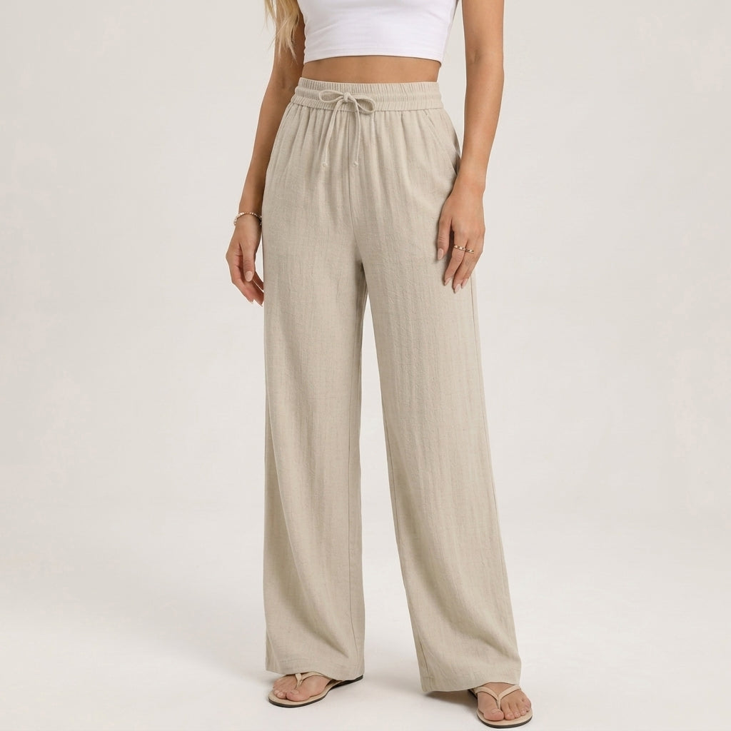 Women’s Wide-Leg Linen Pants Lightweight Breathable Comfort 1