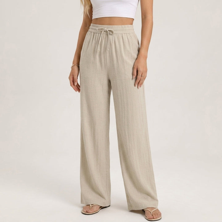 Women’s Wide-Leg Linen Pants Lightweight Breathable Comfort 1