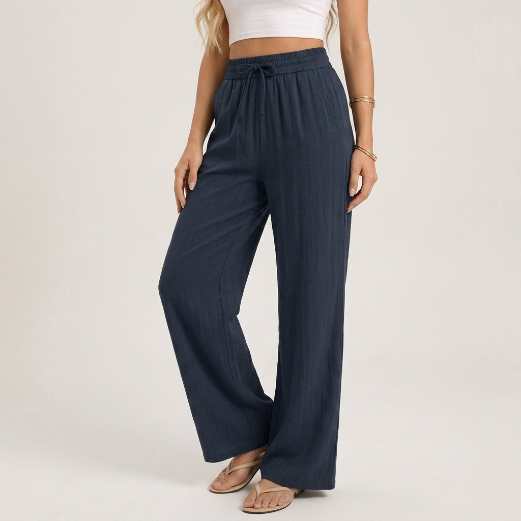 Women’s Wide-Leg Linen Pants Lightweight Breathable Comfort 3