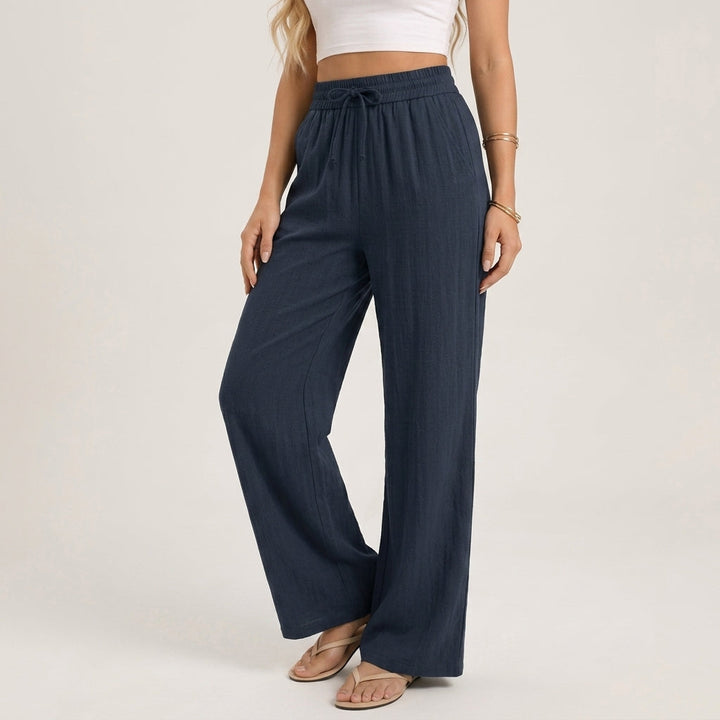 Women’s Wide-Leg Linen Pants Lightweight Breathable Comfort 3