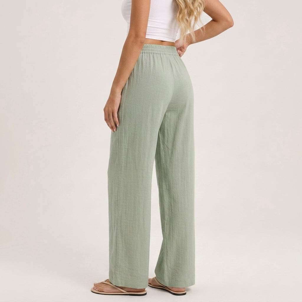 Women’s Wide-Leg Linen Pants Lightweight Breathable Comfort 4