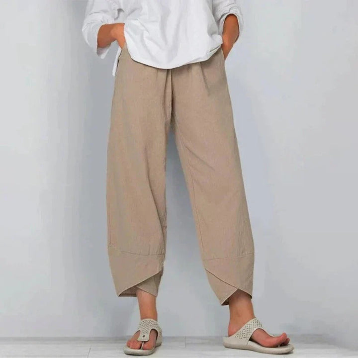 Women’s Wide Leg Cropped Pants Relaxed Fit Navy Style 0