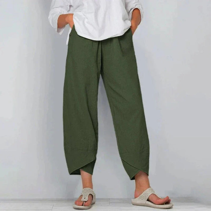 Women’s Wide Leg Cropped Pants Relaxed Fit Navy Style 2