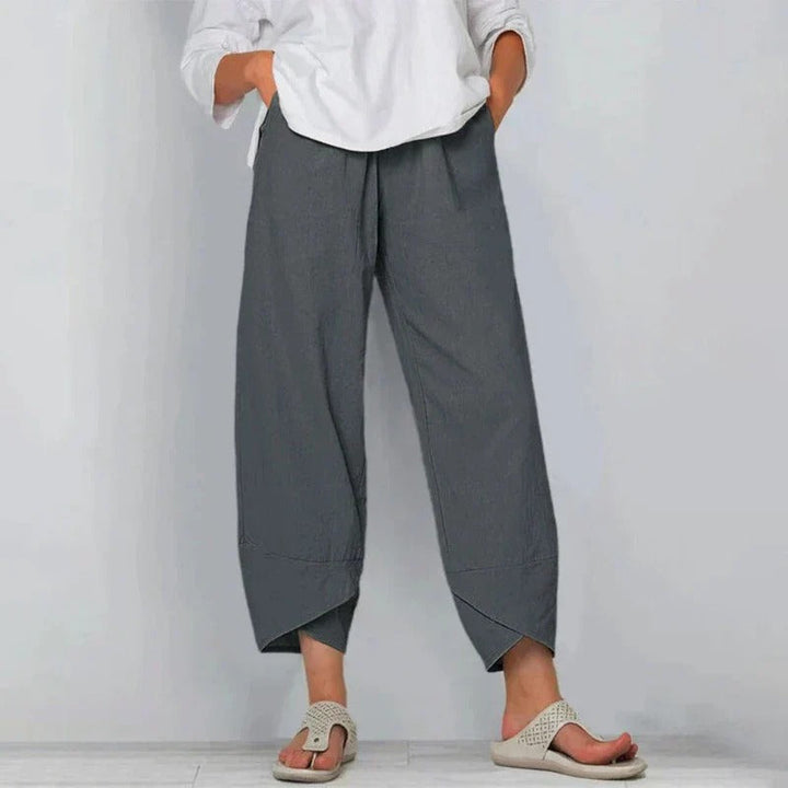 Women’s Wide Leg Cropped Pants Relaxed Fit Navy Style 4