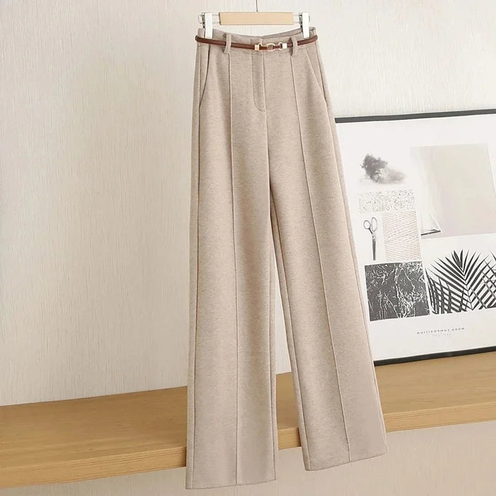 Women’s Wool Straight-Leg Trousers Soft Comfortable Fit 0