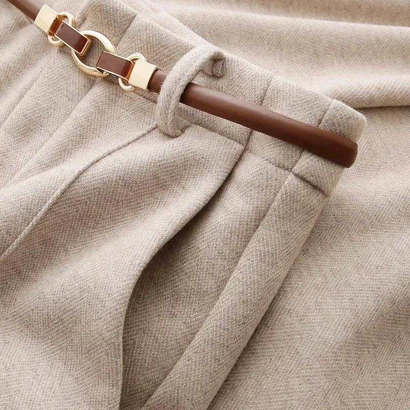 Women’s Wool Straight-Leg Trousers Soft Comfortable Fit 1
