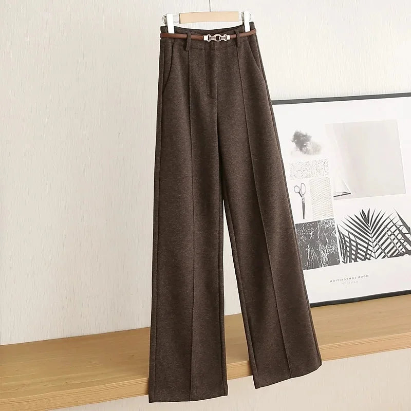 Women’s Wool Straight-Leg Trousers Soft Comfortable Fit 2