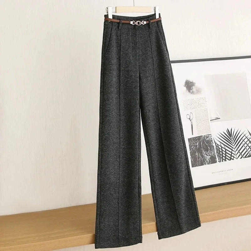 Women’s Wool Straight-Leg Trousers Soft Comfortable Fit 3