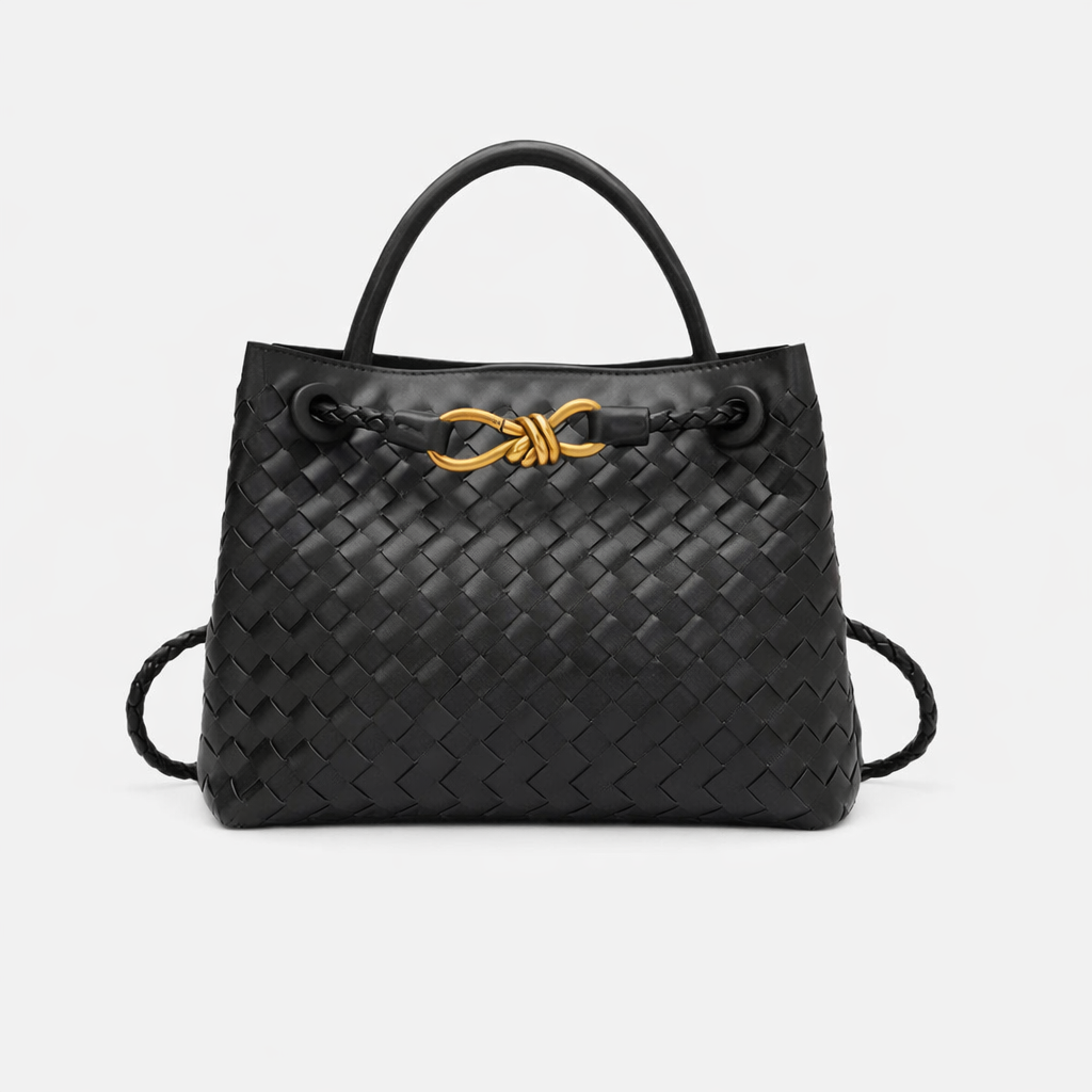 Women’s Woven Tote Bag Soft Vegan Leather Shoulder Style 0