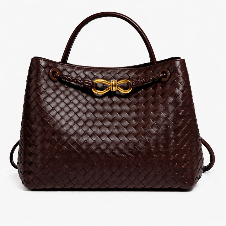 Women’s Woven Tote Bag Soft Vegan Leather Shoulder Style 11
