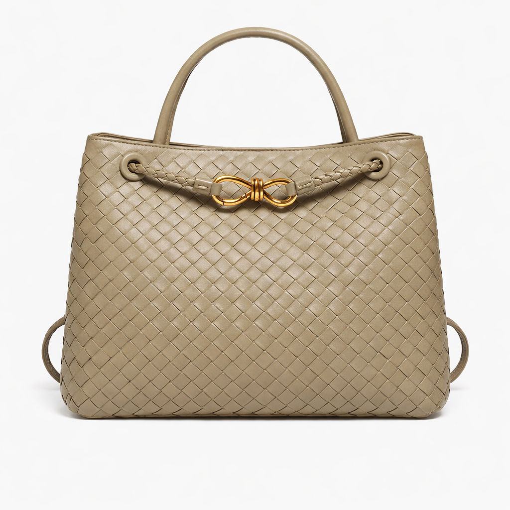 Women’s Woven Tote Bag Soft Vegan Leather Shoulder Style 9
