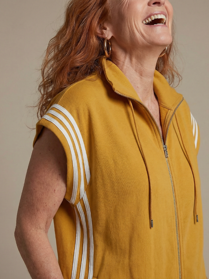 Women’s Zip Front Jumpsuit with Stripe Panel Detail 7