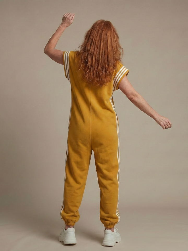 Women’s Zip Front Jumpsuit with Stripe Panel Detail 8